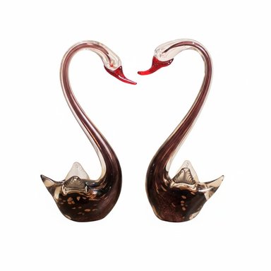 PAREJA DE CISNES AURA AZUL VIDRIO MURANO