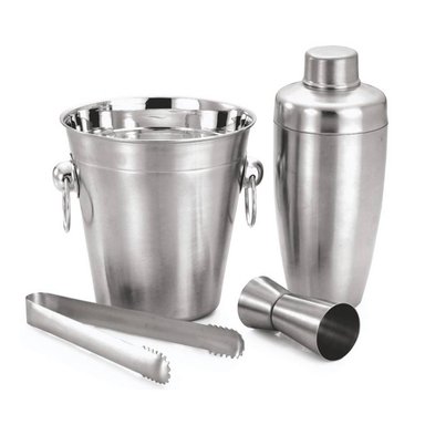SET ACCESORIOS BAR VINOD DELUXE PLATEADO 4PZS