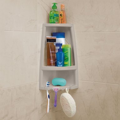 ORGANIZADOR RIMAX ESQUINERO DE BAÑO TAUPE 2 COMPARTIMIENTOS