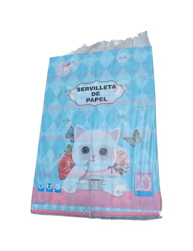 SERVILLETA GIBBEN GATO BLANCO DESECHABLE PAPEL TISSUE PAQUETE 10