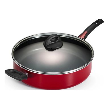 SARTÉN TRAMONTINA ROJO JUMBO COOKER ANTIADHERENTE 5QT CON TAPA