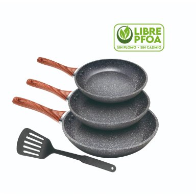 JUEGO DE SARTENES ANTIADHERENTES PETRA COLOR NEGRO