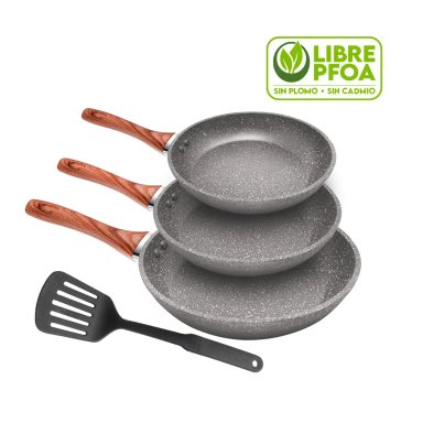 JUEGO DE SARTENES ANTIADHERENTES PETRA COLOR GRIS