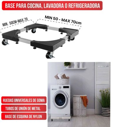 BASE PREMIUM COCINA LAVADORA REFRI ETC CON RUEDA REGULABLE 200KG BASE