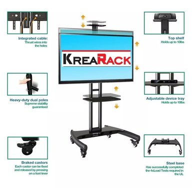 SOPORTE PARA TV PISO REGULABLE 32 A 70' TAPACABLE KREARACK NEGRO - 3