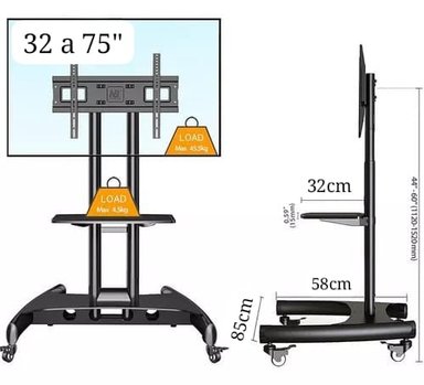 RACK PARA TV PEDS75 32 A 75' PEDESTAL ELEGANTE PISO KREARACK NEGRO - 2