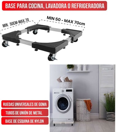 BASE GRUESO CON RUEDAS PARA LAVADORA COCINA O REFRI/ 200KG - 1