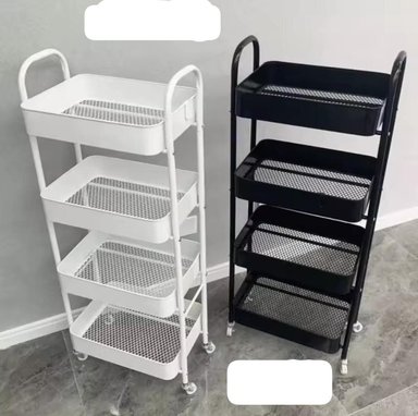 CARRITO ORGANIZADOR MULTIUSO 4 NIVELES CON LLANTAS NEGRO