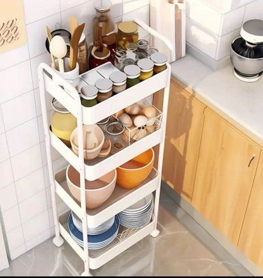 CARRITO ORGANIZADOR MULTIUSO 4 NIVELES CON LLANTAS BLANCO