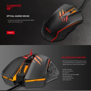 MOUSE GAMER LED HAVIT MS1027 NEGRO - 5