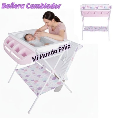 EBABY BAÑERA 2 PISOS CON CAMBIADOR ROSA