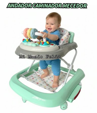 ANDADOR PARA BEBE 3 EN 1 COLOR PASTEL VERDE BABY HAPPY