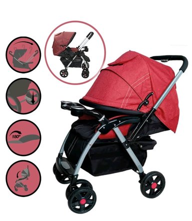 COCHE PARA BEBE DE PASEO EBABY ROJO