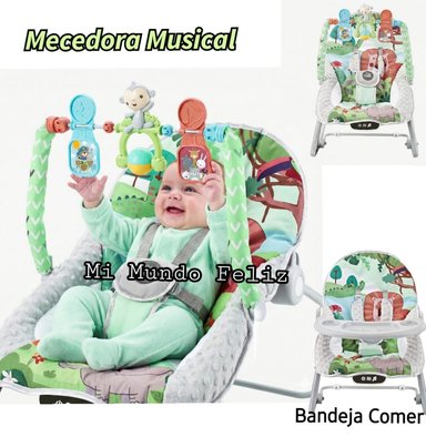 MECEDORA PARA BEBE VIBRADORA MUSICAL VERDE Bluetooth