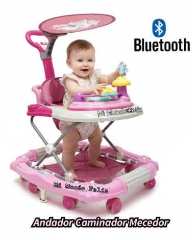 ANDADOR PARA BEBE CON SOMBRILLA GUIADOR 3 EN 1 ROSADO