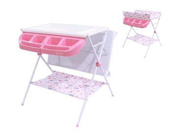 BAÑERA PARA BEBE 2 PISOS  CAMBIADOR EBABY ROSA