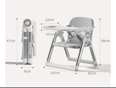 SILLA DE BEBE PARA COMER PLEGABLE PORTATIL GRIS - 4