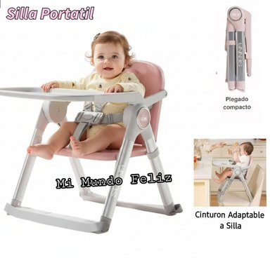 SILLA DE BEBE PARA COMER PLEGABLE PORTATIL ROSA