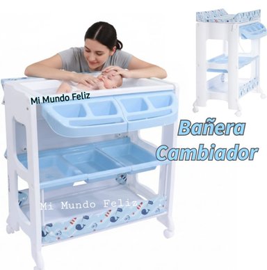 BAÑERA PARA BEBE DE 3 NIVELES CON CAMBIADOR BALLENITA 2026