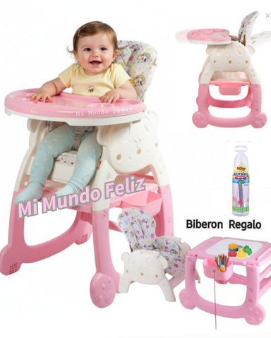 SILLA DE COMER PARA BEBE MULTIFUNCIONAL OSITA ROSA