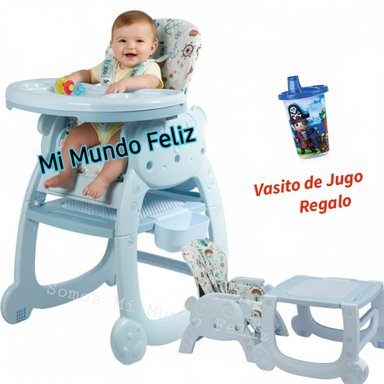 SILLA DE COMER CARPETA 2 EN 1 CELESTE  KING