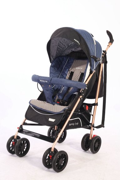COCHE BASTON PARA BEBE AMPLIO ACOLCHADO GOLD BLUE - 3