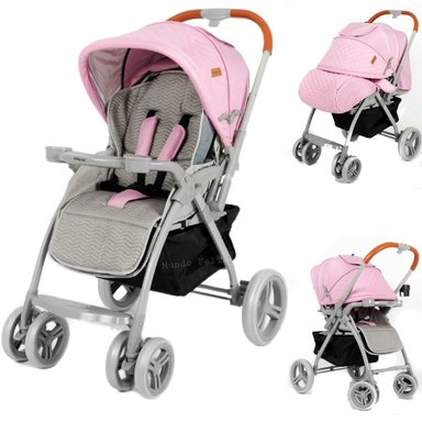 COCHE CUNA DE BEBE ACOLCHADA CON CUBREPIES ROSA LIGTH