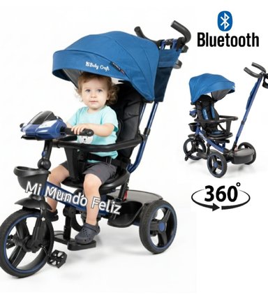 TRICICLO BABY CRAFT ASIENTO GIRATORIO CON SONIDOS USB Y LLANTAS GOMA AZUL PARA NIÑOS - 1