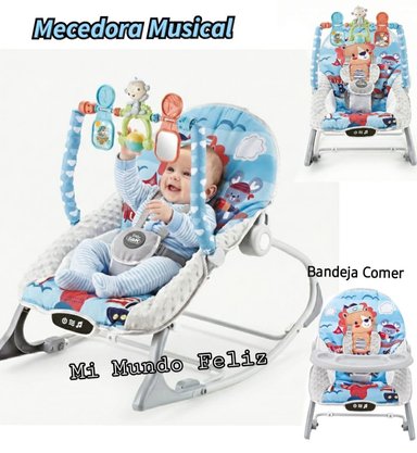 MECEDORA PARA BEBE VIBRADOR MUSICAL PLEGABLE CELESTE