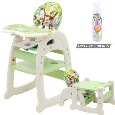 SILLA COMER BEBE JUNGLA ZOO VERDE 2 EN 1