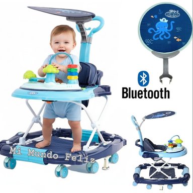 ANDADOR BABY CAM PARA BEBE 4 EN 1 CAMINADOR MUSICAL CELESTE