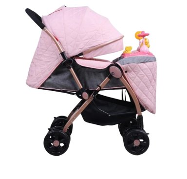 COCHE PARA BEBE SUPER ACOLCHADO CON BANDEJA MUSICAL PALO ROSA - 3