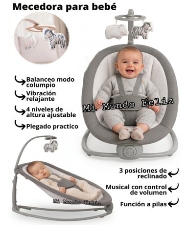 SILLA NIDO VIBRADORA MUSICAL PLEGABLE INFANTIL - 1