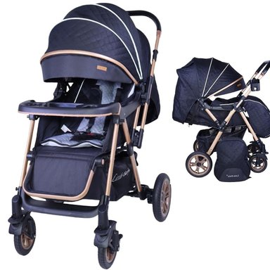 COCHE PARA BEBE ALUMINIO CON MESA COMER BLACK