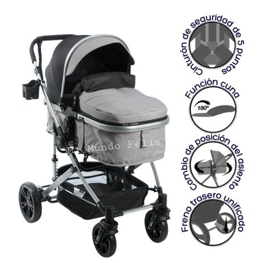 COCHE MOISES PARA BEBE GRAY EBABY