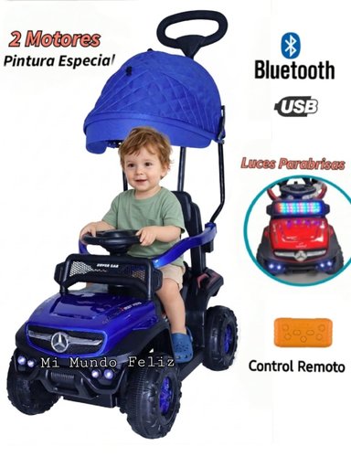 CARRITO PARA NIÑOS A BATERIA CONTROL PUSH ELECTRICO MUSICAL MERCEDES - 1