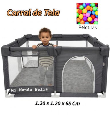 CORRAL PARA BEBE NIÑOS PORTATIL CON PELOTITAS GRAYS