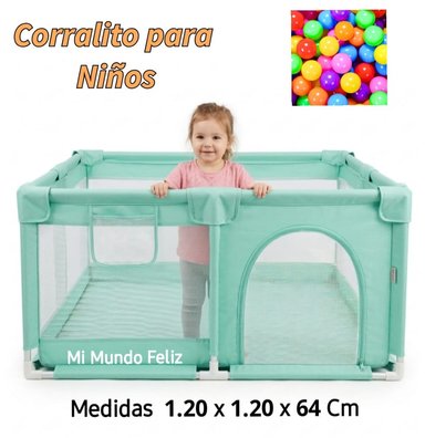 CORRAL PARA BEBE NIÑOS PORTATIL AQUA + PELOTITAS
