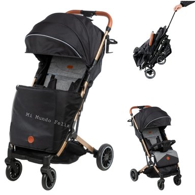 COCHE PARA BEBE PLEGABLE MALETA CON CUBREPIES NEGRO
