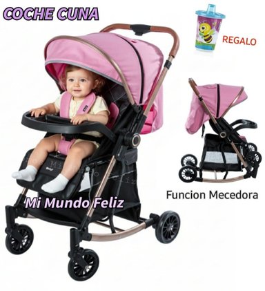 COCHE MECEDOR PARA BEBE RECLINABLE PINKY BABY