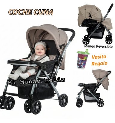 COCHE CUNA PARA BEBE SILVER BEIGE MANGO REVERSIBLE - 1
