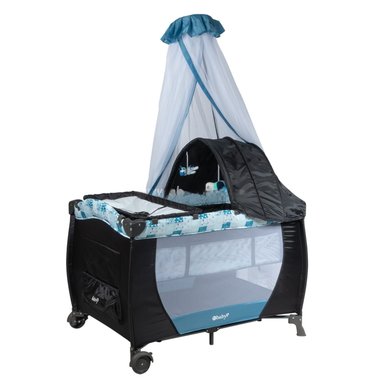CUNA CORRAL PARA BEBE FUNCION MECEDOR CELESTE MAS COLCHON - 2