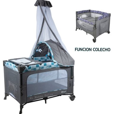 CUNA CORRAL MECEDORA PARA BEBE COLECHO BLUE NEW