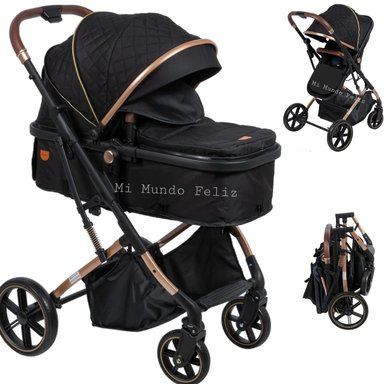 COCHE MOISES  DE ALUMINIO PARA BEBE NEGRO PLUS