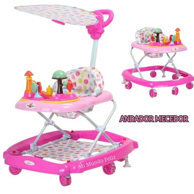 ANDADOR PARA BEBE CON GUIADOR MECEDOR ROSADO PRINCESS