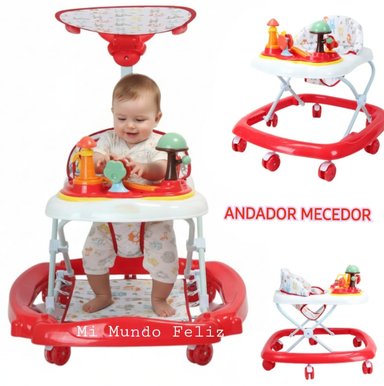 ANDADOR PARA BEBE MECEDOR CON GUIADOR SOMBRILLA ZORRITO RED