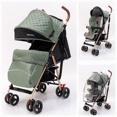COCHE BASTON PARA BEBE CON COBERTOR LLUVIA Y CUBREPIES VERDE