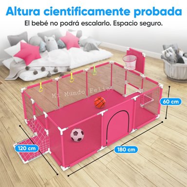 CORRAL PARA BEBE DE JUEGOS CON NET BASKET ARCO PINKYS