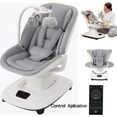 SILLA MECEDORA PARA BEBE ELECTRICA PREMIUM MODOS BALANCEO LIGTH GRAY