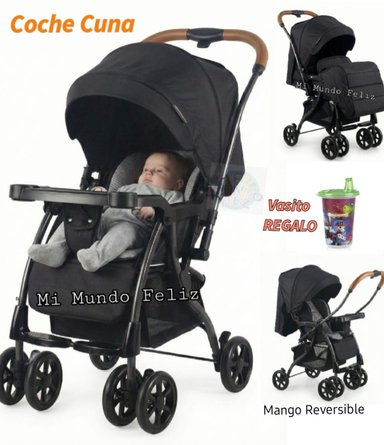COCHE CUNA PARA BEBE MANGO REVERSIBLE PLEGADO COMPACTO BLACK 2.0